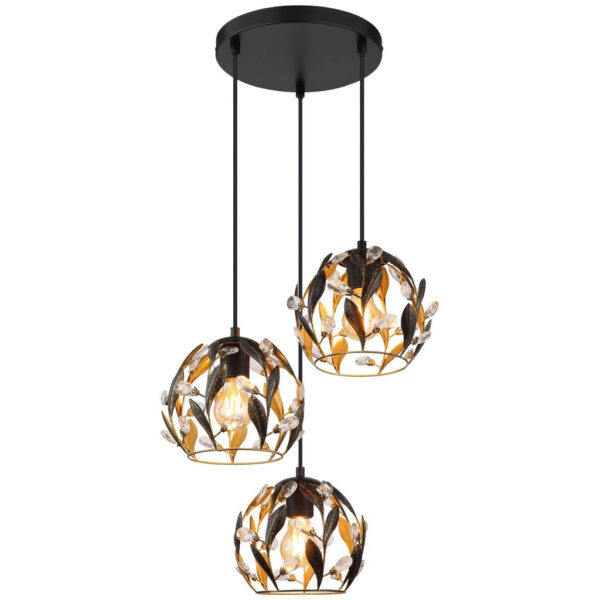 GLOBO Pendelleuchte MIKA 15759-3HR
schwarz gold Metall H/D: ca. 150x41 cm E27 3 Brennstellen