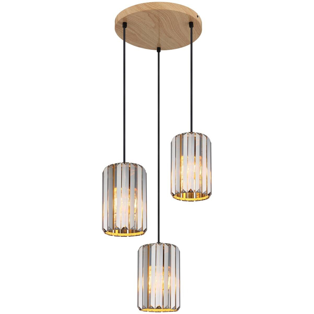 GLOBO Pendelleuchte RUN 30229346
Rauch braun schwarz Metall Glas H/D: ca. 120×35 cm E27 3 Brennstellen