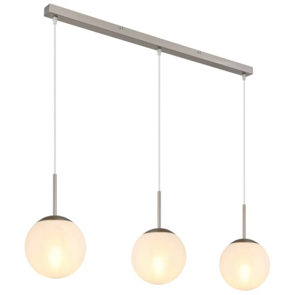 9007371516995 GLOBO Pendelleuchte KOP 30520301
nickel Opal klar Glas Metall B/H/L: ca. 104x120x20 cm E27 3 Brennstellen