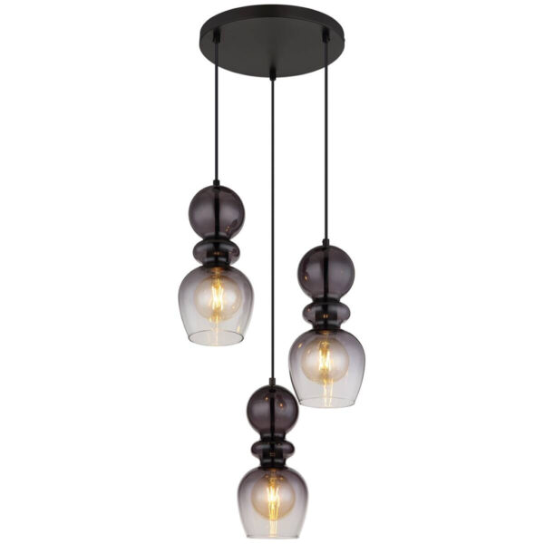 9007371518319 GLOBO Pendelleuchte CLARITY 15174-3H
schwarz Rauch Metall H/D: ca. 150x41 cm E27 3 Brennstellen