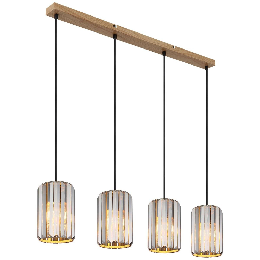 GLOBO Pendelleuchte RUN 30220446
schwarz braun Rauch Glas Metall B/H/L: ca. 88x120x13,5 cm E27 4 Brennstellen
