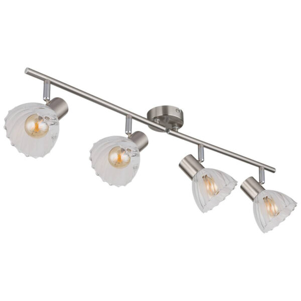 GLOBO Strahler nickel matt klar Satiniert Glas Metall B/H: ca. 70x19 cm E14 4 Brennstellen