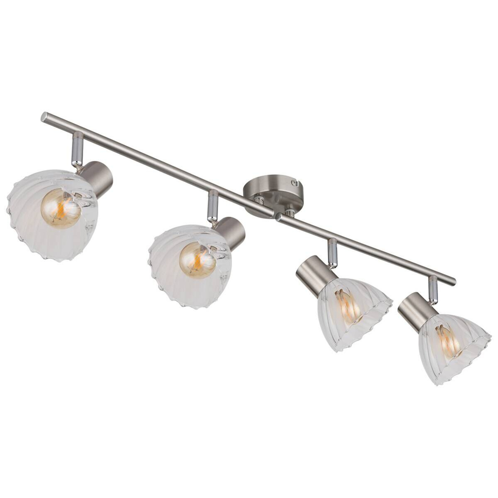 GLOBO Strahler nickel matt klar Satiniert Glas Metall B/H: ca. 70x19 cm E14 4 Brennstellen
