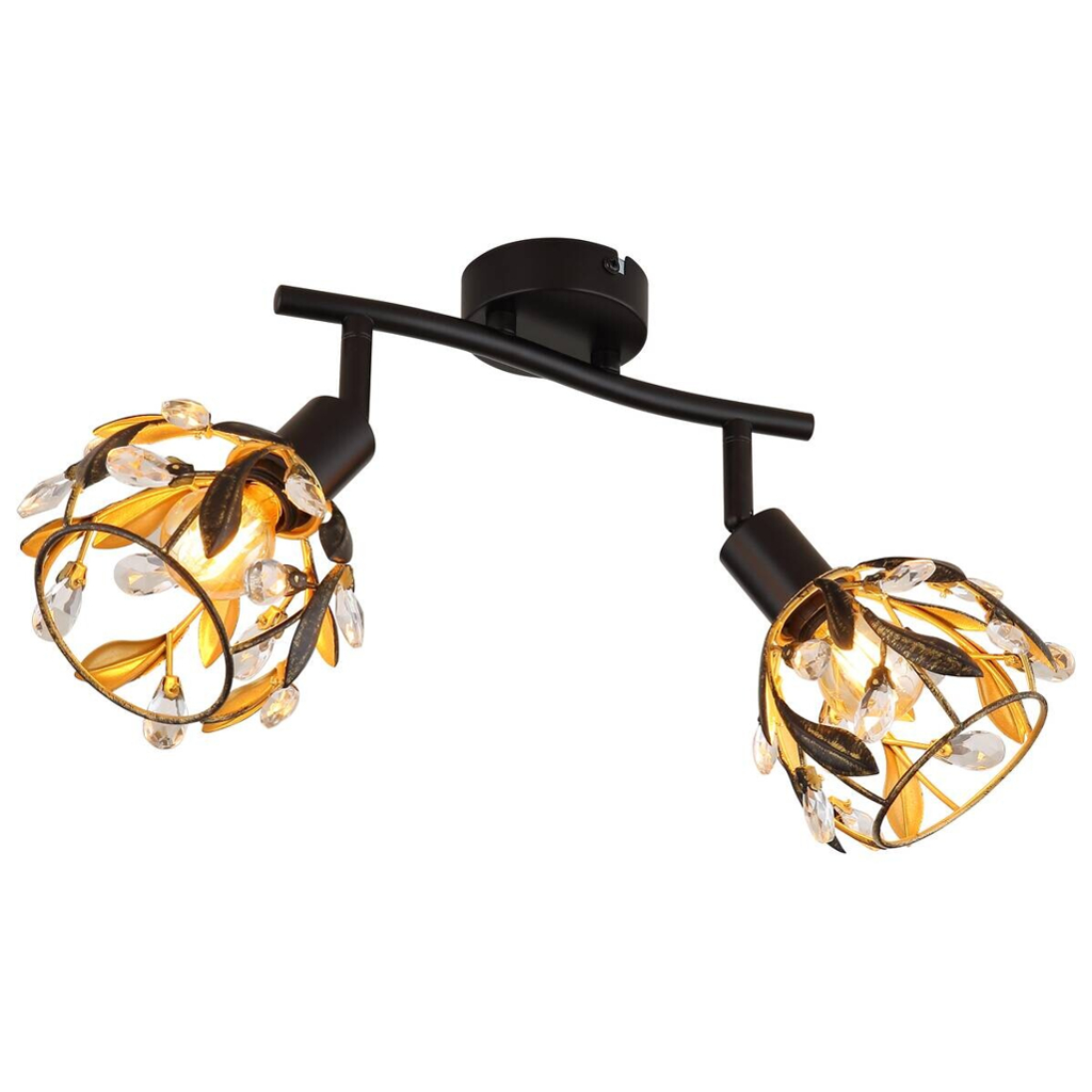 GLOBO Spot MIKA 15759-2 gold schwarz Metall B/H/L: ca. 12x15,5x25 cm E14 2 Brennstellen
