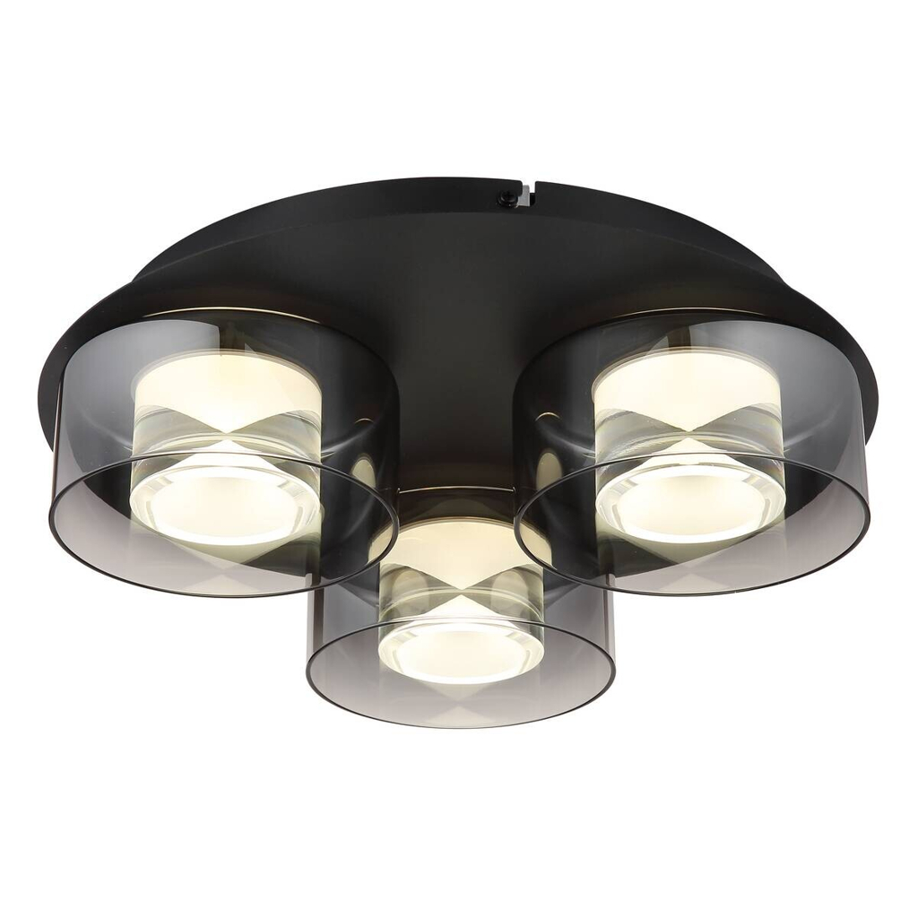 GLOBO Deckenleuchte Belinda schwarz Rauch Metall Glas H/D: ca. 45,5x38 cm 1 Brennstellen