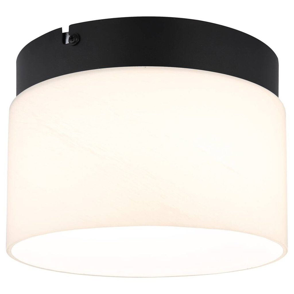 GLOBO Deckenleuchte mattschwarz Opal Metall Glas H/D: ca. 14x20 cm 1 Brennstellen