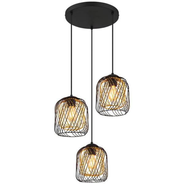 9007371525355 GLOBO Pendelleuchte DICHTI 15965-3HRS
schwarz Metall H/D: ca. 150x39,4 cm E27 3 Brennstellen