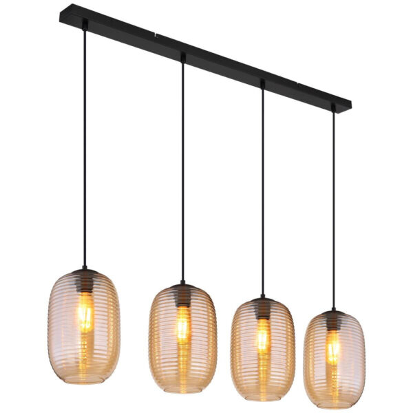 GLOBO Pendelleuchte JEFREY 15794-4HA
schwarz amber Metall B/H/L: ca. 20x120x109 cm E27 4 Brennstellen
