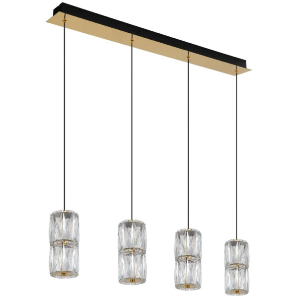 9007371528325 GLOBO Pendelleuchte
mattschwarz gold klar Glas Metall B/H/T/L: ca. 9,5x150x84,5x84,5 cm 1 Brennstellen