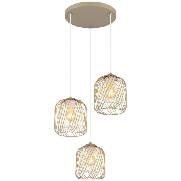GLOBO Pendelleuchte Dichti
sand Metall H/D: ca. 150x39,4 cm E27 3 Brennstellen