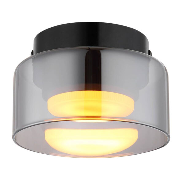 GLOBO LED-Deckenleuchte Rauch schwarz Metall Glas H/D: ca. 8,5x13 cm 1 Brennstellen