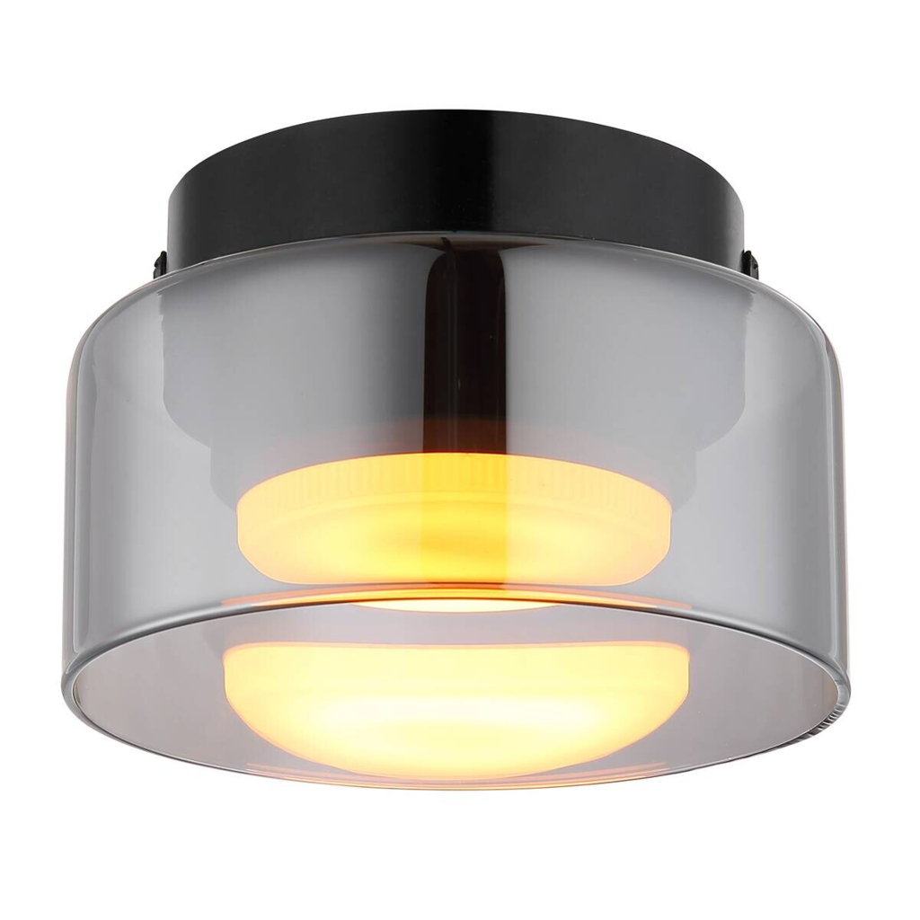 GLOBO LED-Deckenleuchte Rauch schwarz Metall Glas H/D: ca. 8,5x13 cm 1 Brennstellen