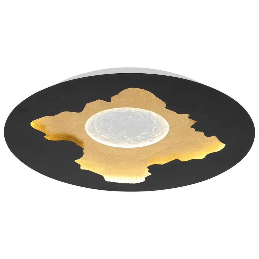 GLOBO LED-Deckenleuchte mattschwarz gold Opal Metall Acryl H/D: ca. 4,9x45 cm 1 Brennstellen