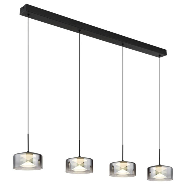 9007371531295 GLOBO Pendelleuchte Belinda
Rauch schwarz Metall Glas B/H/L: ca. 15x23,5x105 cm 1 Brennstellen
