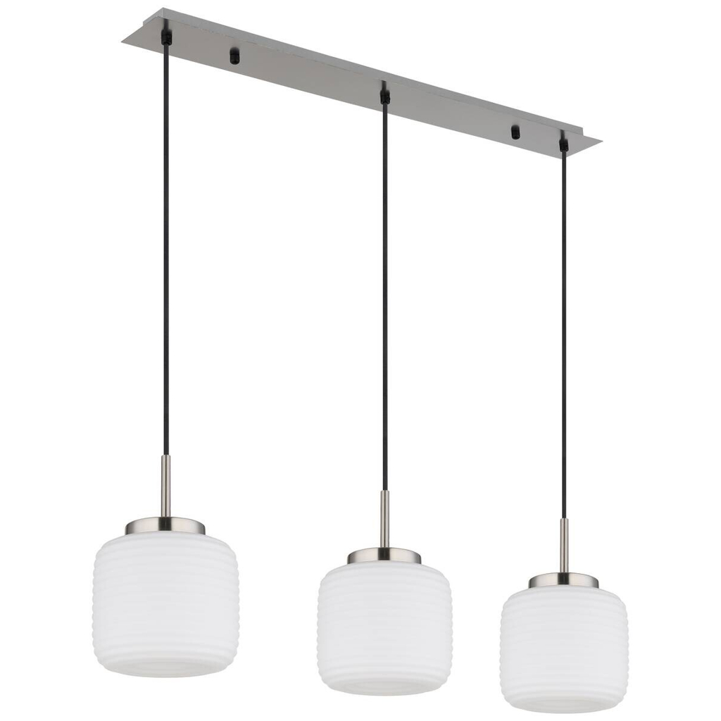 GLOBO Pendelleuchte
nickel matt schwarz Opal Metall Glas B/H: ca. 90×130 cm 3 Brennstellen