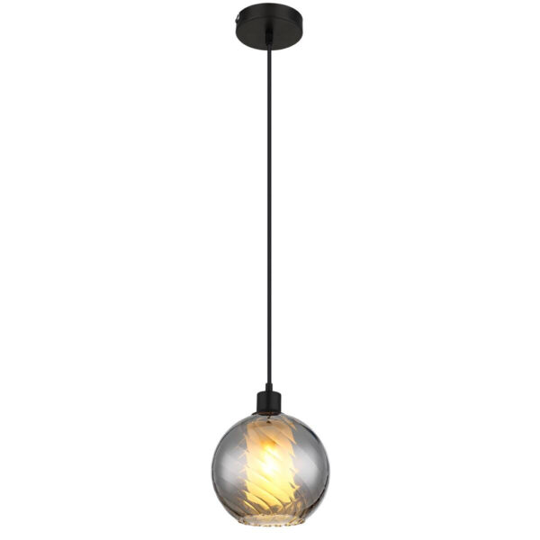 9007371531707 GLOBO Pendelleuchte
schwarz Rauch Glas Metall H/D: ca. 120x20 cm E27 1 Brennstellen