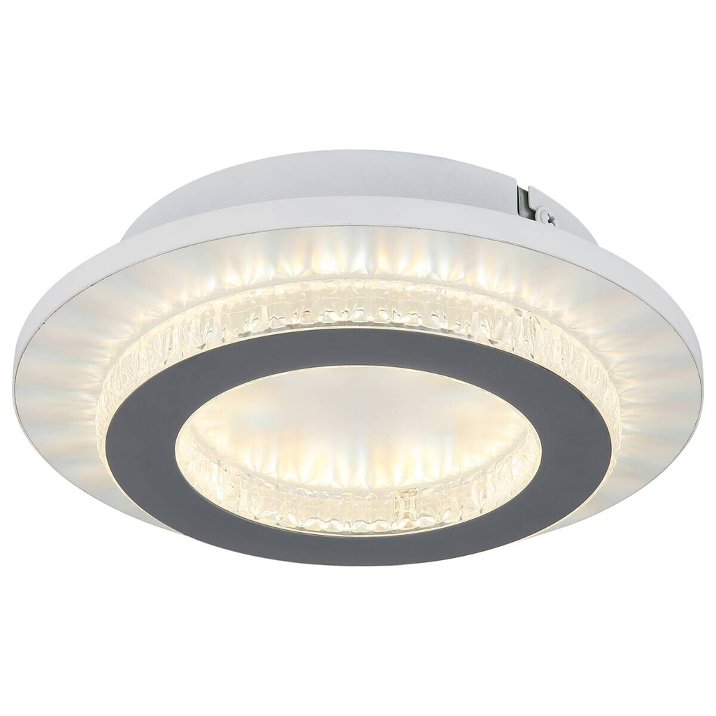 GLOBO LED-Deckenleuchte klar hellgrau weiß Kunststoff Metall H/D: ca. 5,5x20 cm 1 Brennstellen