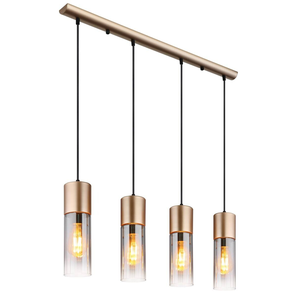 GLOBO Pendelleuchte
Rauch Cappuccino Glas Metall B/H/T: ca. 9x156x80 cm E27 4 Brennstellen