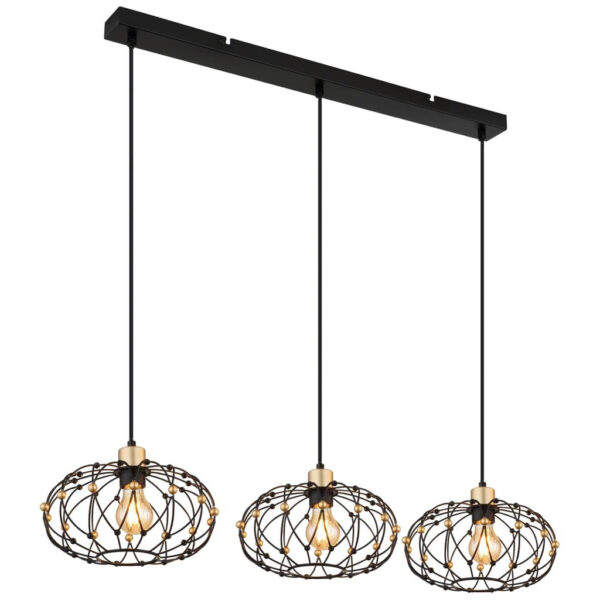 9007371531936 GLOBO Pendelleuchte
mattschwarz Metall B/H/T/L: ca. 28x150x95x95 cm E27 3 Brennstellen