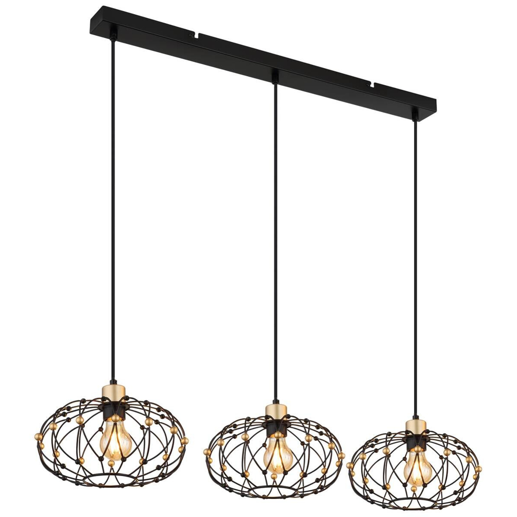 GLOBO Pendelleuchte
mattschwarz Metall B/H/T/L: ca. 28x150x95x95 cm E27 3 Brennstellen
