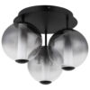 GLOBO Deckenleuchte Rauch Opal mattschwarz Metall Glas H/D: ca. 29,5x38 cm 1 Brennstellen