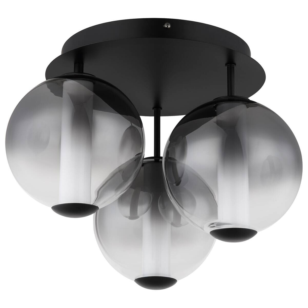 GLOBO Deckenleuchte Rauch Opal mattschwarz Metall Glas H/D: ca. 29,5x38 cm 1 Brennstellen