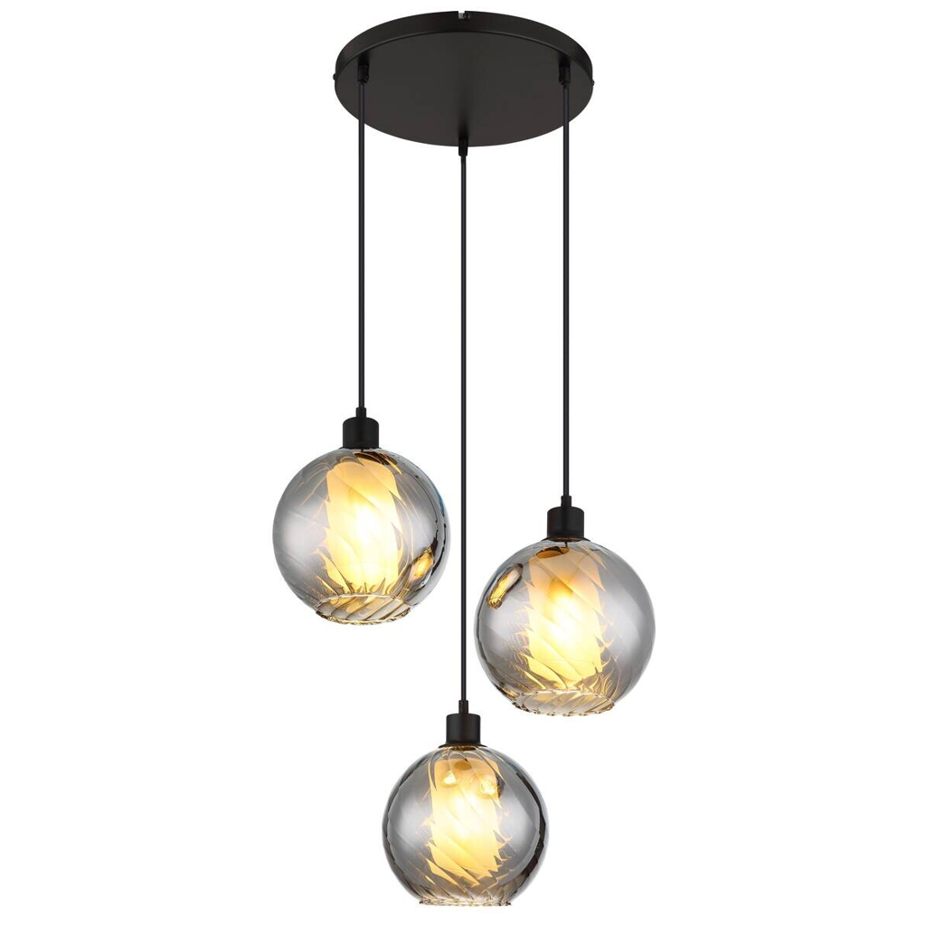GLOBO Pendelleuchte
Rauch schwarz Glas Metall H/D: ca. 120×46 cm E27 3 Brennstellen