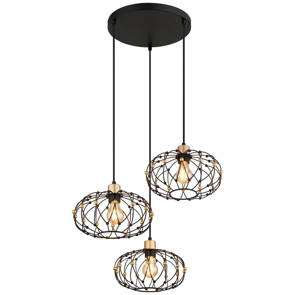 GLOBO Pendelleuchte
mattschwarz Metall H/D: ca. 150×54,9 cm E27 3 Brennstellen