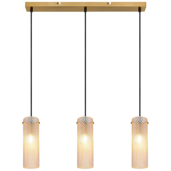 GLOBO Pendelleuchte
amber gold Metall Glas B/H/T/L: ca. 8x120x65x65 cm E14 3 Brennstellen