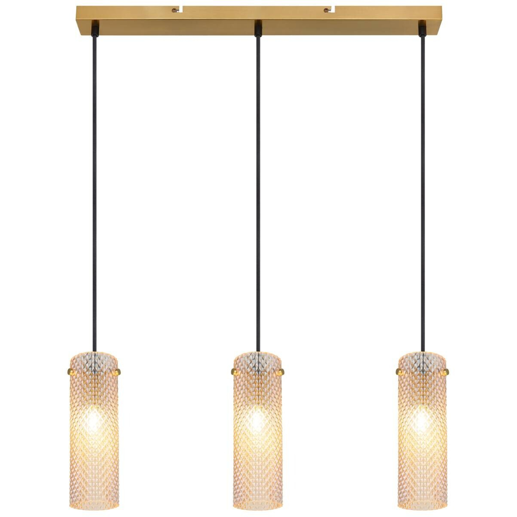 GLOBO Pendelleuchte
amber gold Metall Glas B/H/T/L: ca. 8x120x65x65 cm E14 3 Brennstellen