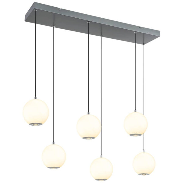 9007371543854 GLOBO Pendelleuchte
grau Opal Glas Metall B/H/T/L: ca. 30x150x97,5x97,5 cm 1 Brennstellen