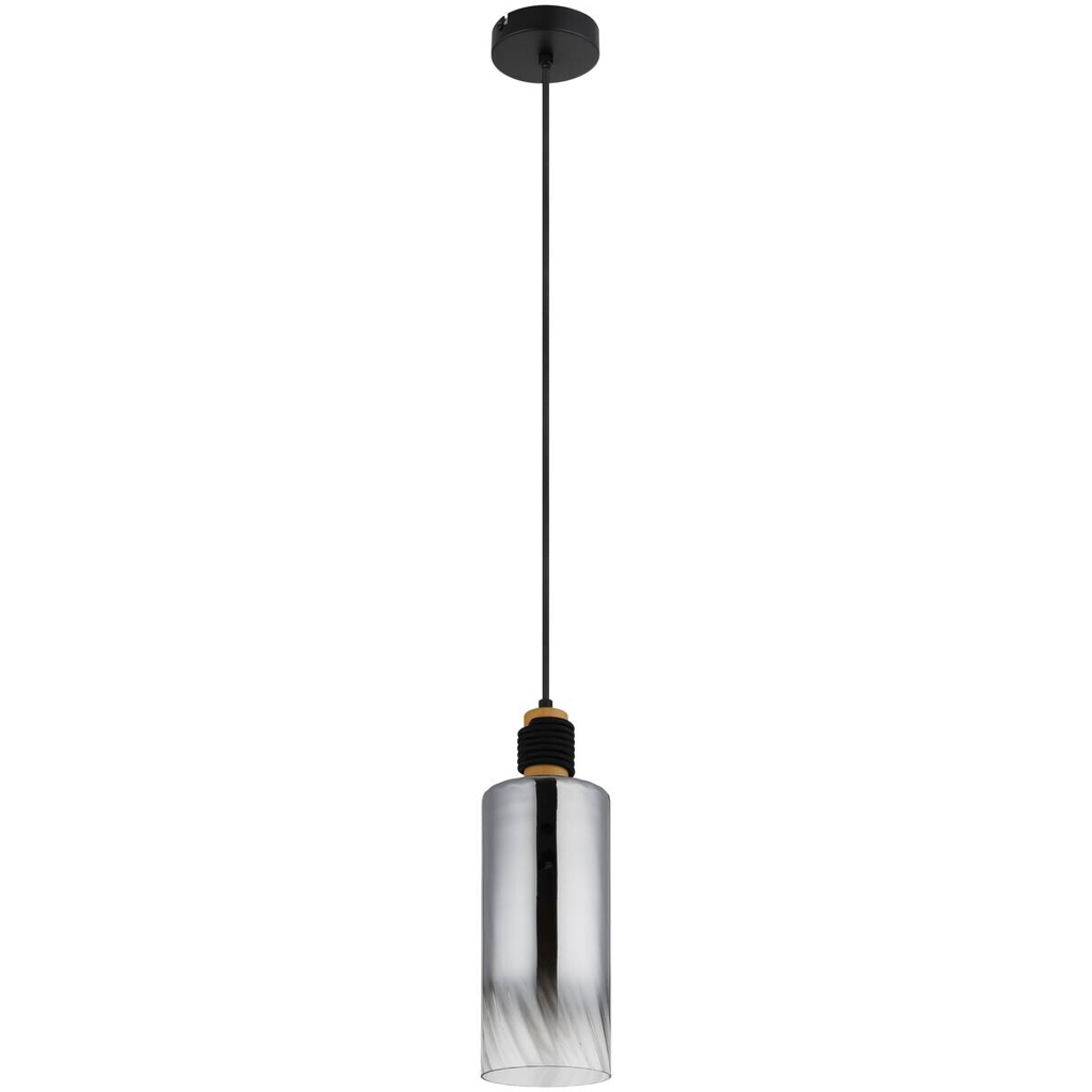 GLOBO Pendelleuchte
mattschwarz braun Rauch Metall Holz Glas H/D: ca. 150×12 cm E27 1 Brennstellen