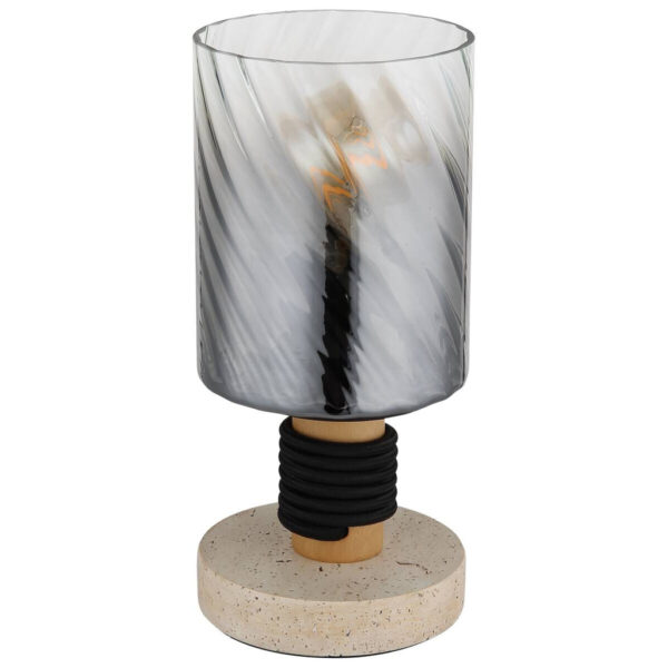 9007371546923 GLOBO Tischleuchte
travertinbraun Rauch Glas Holz Beton H/D: ca. 25,4x12 cm E27 1 Brennstellen