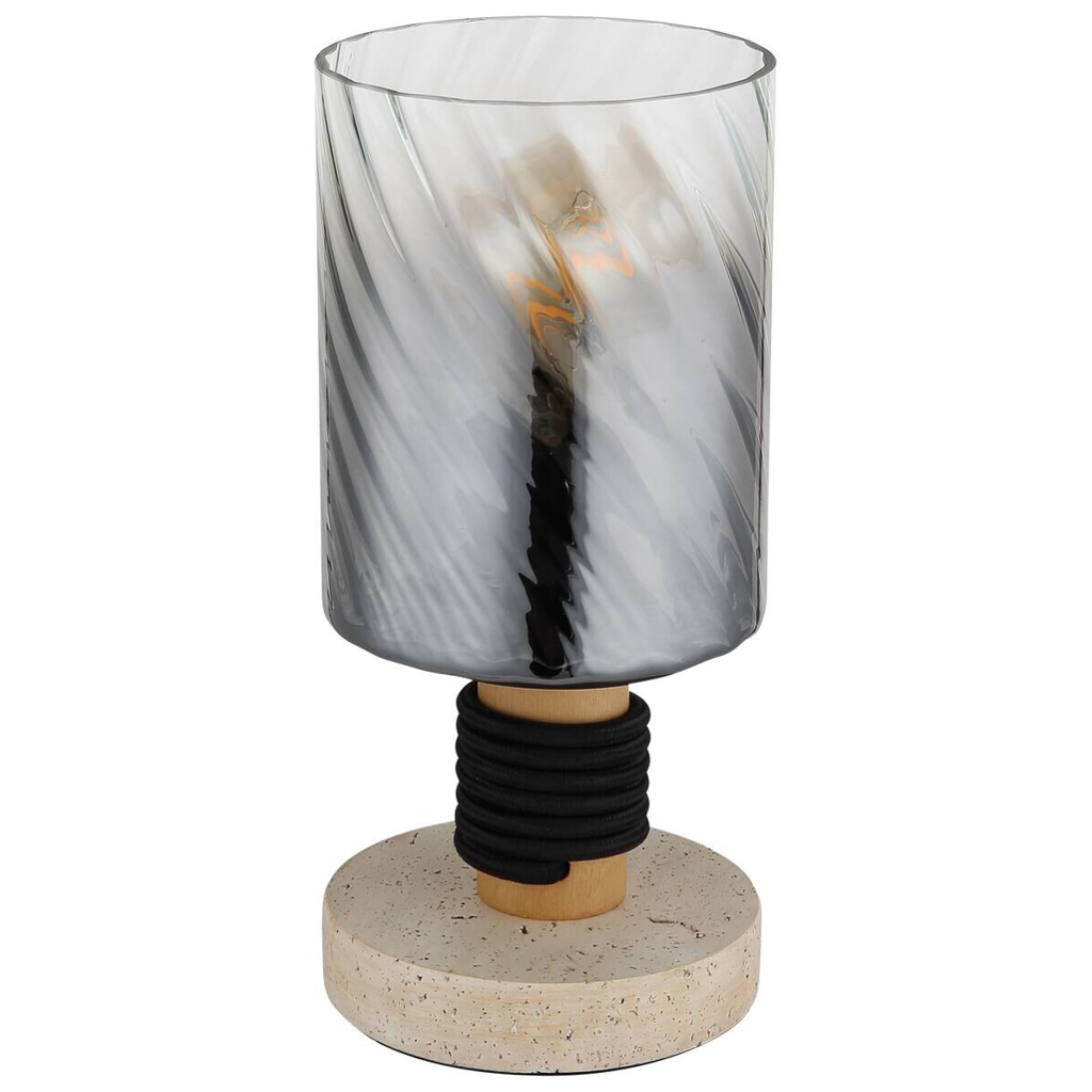 GLOBO Tischleuchte
travertinbraun Rauch Glas Holz Beton H/D: ca. 25,4×12 cm E27 1 Brennstellen