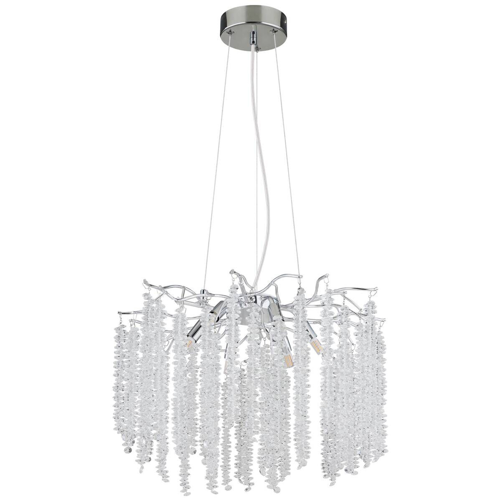 GLOBO Luster
klar Chrom Kunststoff Metall B/H/L: ca. 54x25x54 cm G9 6 Brennstellen