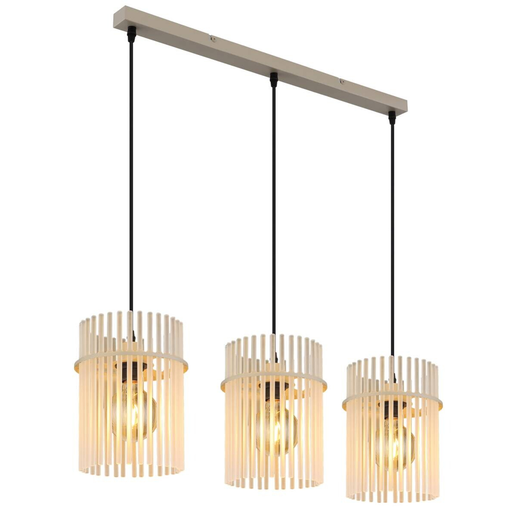 GLOBO Pendelleuchte
sand Metall Glas B/H/T: ca. 80x140x20 cm E27 3 Brennstellen