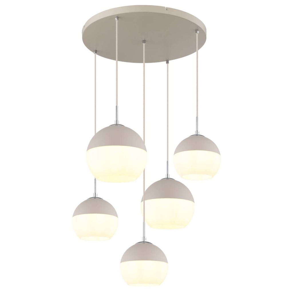 GLOBO Pendelleuchte
Opal sand weiß Glas Textil Metall H/D: ca. 120×57 cm E27 5 Brennstellen