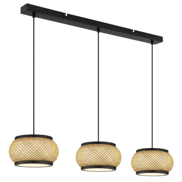 9007371566860 GLOBO Pendelleuchte
natur mattschwarz Metall Bambus B/H/L: ca. 22x120x92 cm 1 Brennstellen