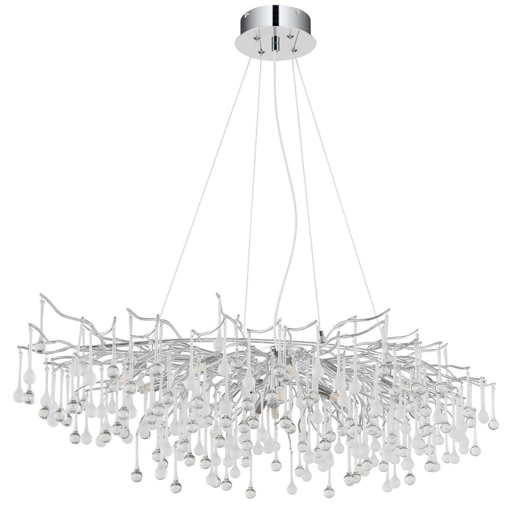 Globo - Kronleuchter Chrom Aluminium Metall B/H/L: ca. 52x150x120 cm G9 14 Brennstellen in Chrom