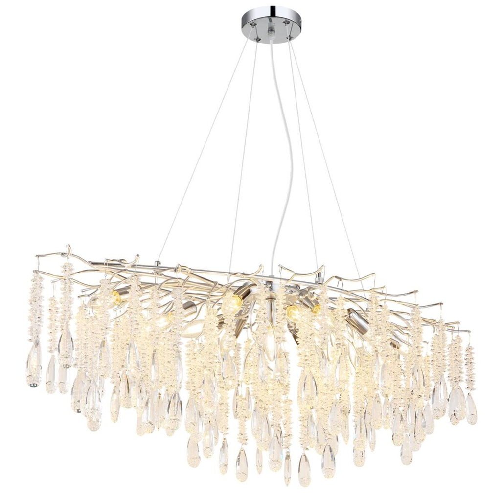 GLOBO Luster gold amber klar Metall Glas B/H/L: ca. 50x120x120 cm E14 12 Brennstellen