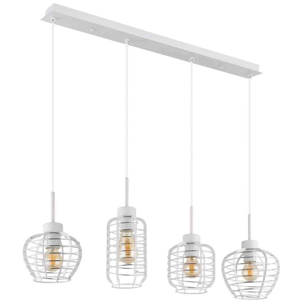 GLOBO Hängeleuchte
weiß Chrom Aluminium Metall B/H/L: ca. 37×25,5×86 cm E27 4 Brennstellen