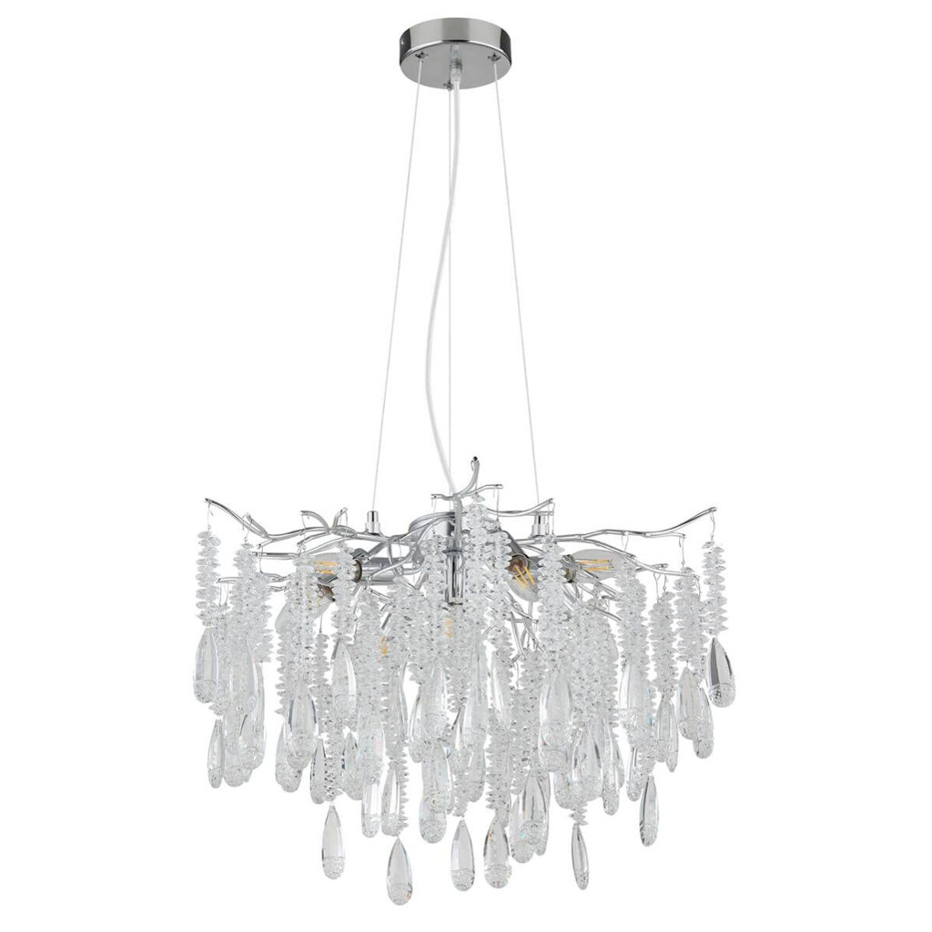 GLOBO Luster
gold klar amber Metall Glas H/D: ca. 120×60 cm E14 8 Brennstellen