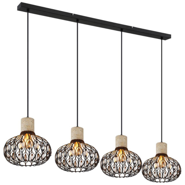 GLOBO Hängeleuchte
grau Rauch mattschwarz Glas Metall B/H/L: ca. 25x150x115 cm E27 4 Brennstellen