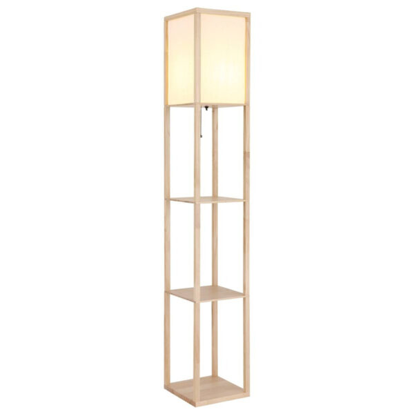 GLOBO Stehlampe
hellbraun weiß Textil PVC Holz B/H/L: ca. 26x159x26 cm E27 1 Brennstellen
