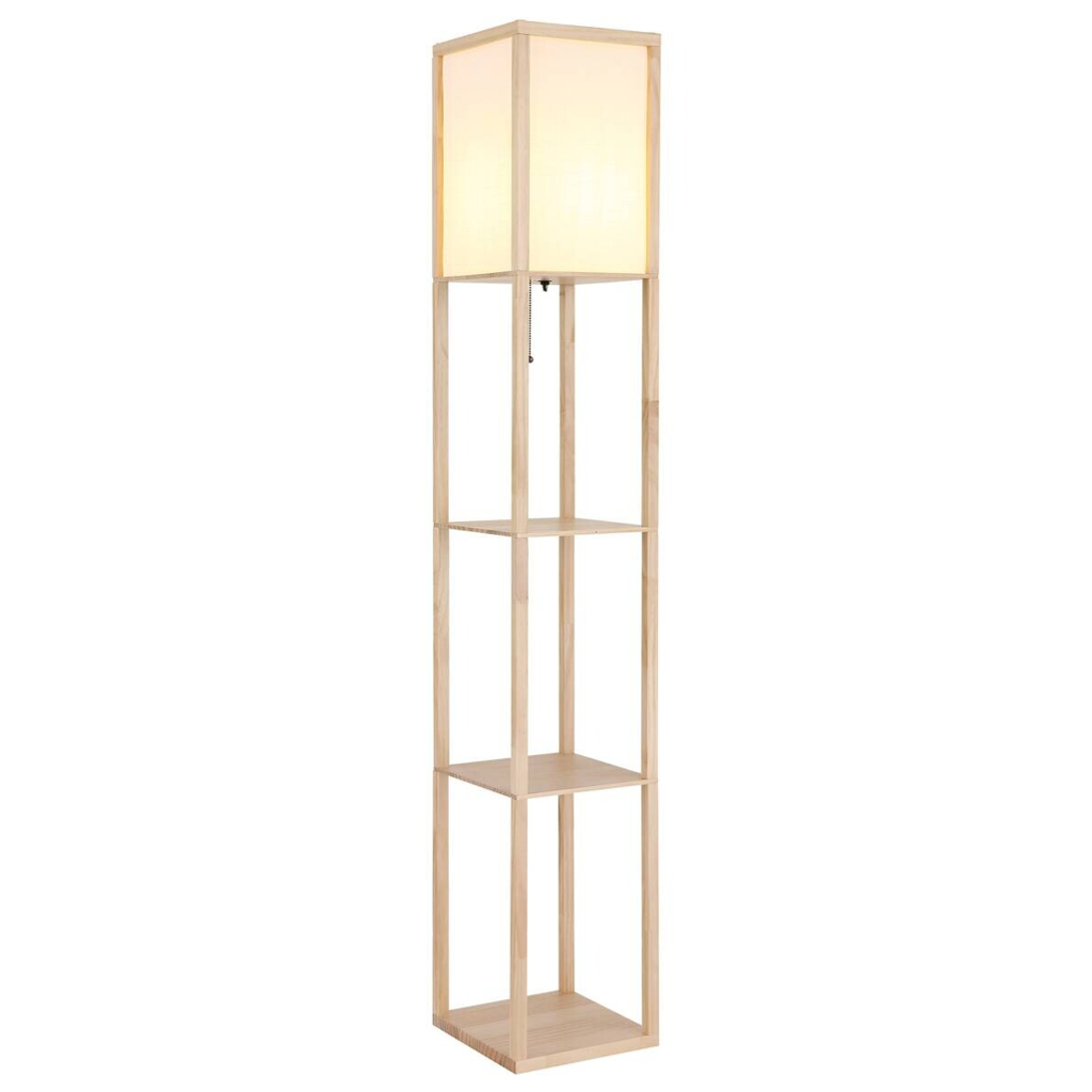 GLOBO Stehlampe
hellbraun weiß Textil PVC Holz B/H/L: ca. 26x159x26 cm E27 1 Brennstellen