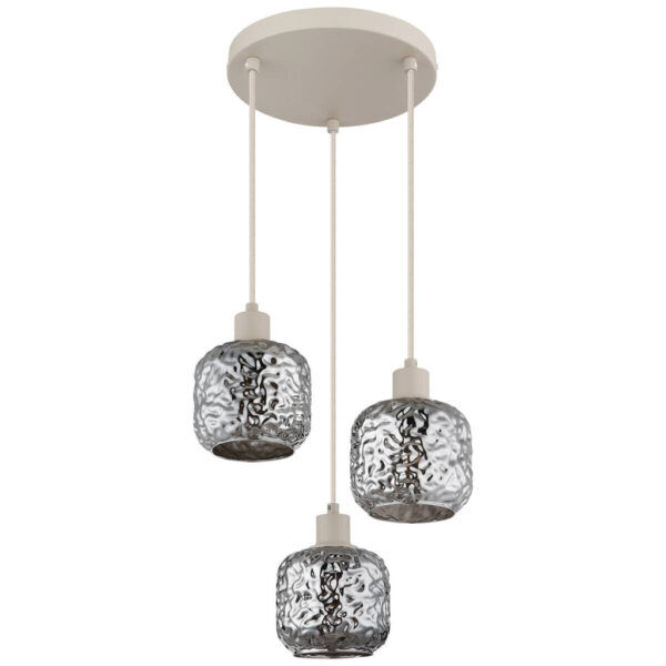 GLOBO Hängeleuchte
Rauch beige Metall Glas B/H/L: ca. 34x24x34 cm E27 3 Brennstellen