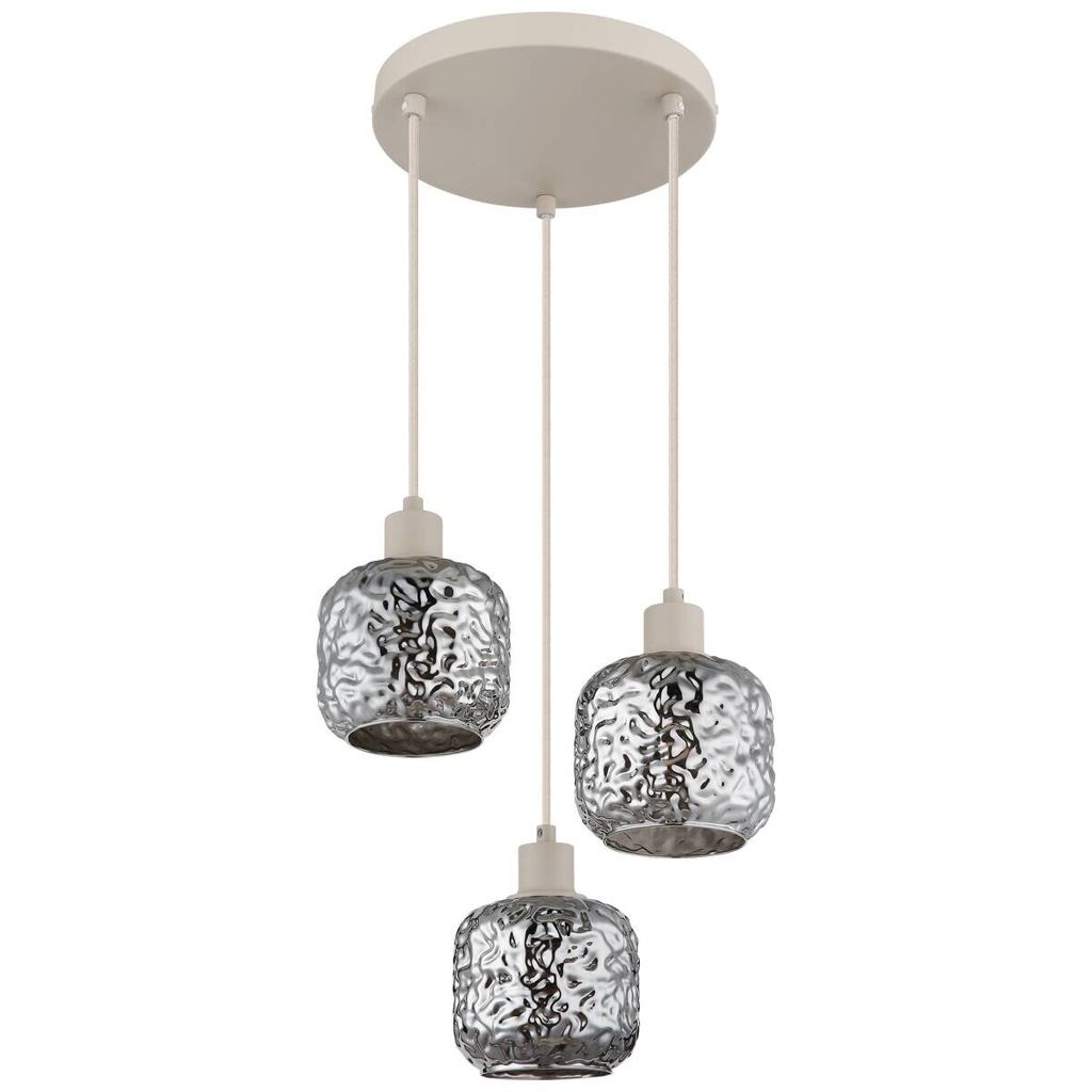 GLOBO Hängeleuchte
Rauch beige Metall Glas B/H/L: ca. 34x24x34 cm E27 3 Brennstellen