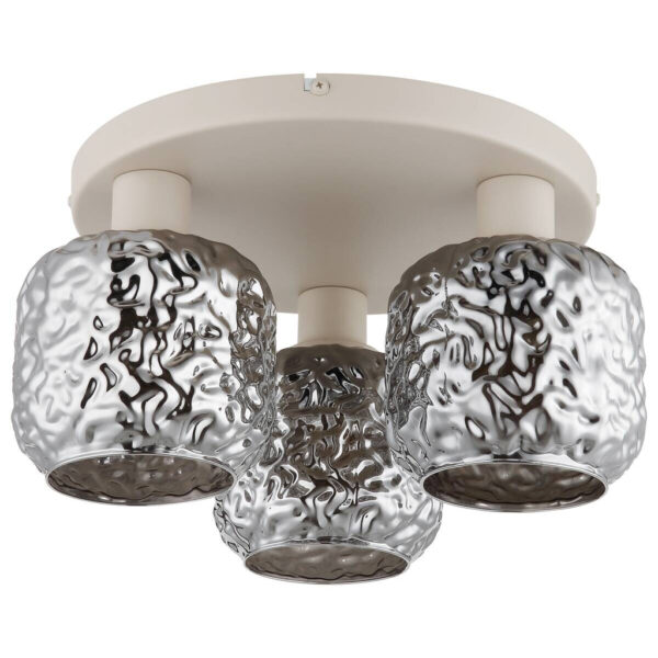 GLOBO Deckenleuchte Rauch beige Glas Metall B/H/L: ca. 34x27,5x34 cm 3 Brennstellen