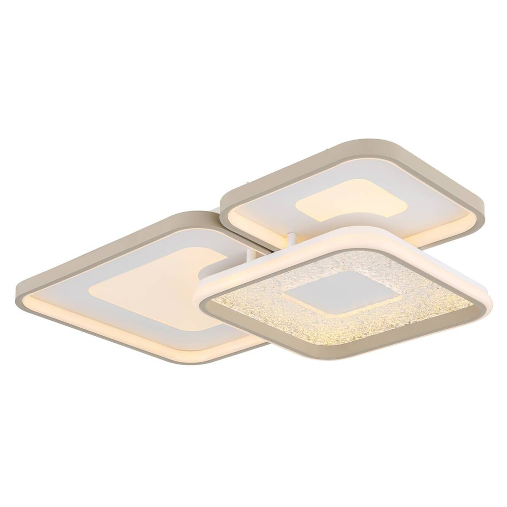 GLOBO LED-Deckenleuchte sand weiß Opal Metall Kunststoff B/H/L: ca. 45,5x10x65 cm 1 Brennstellen