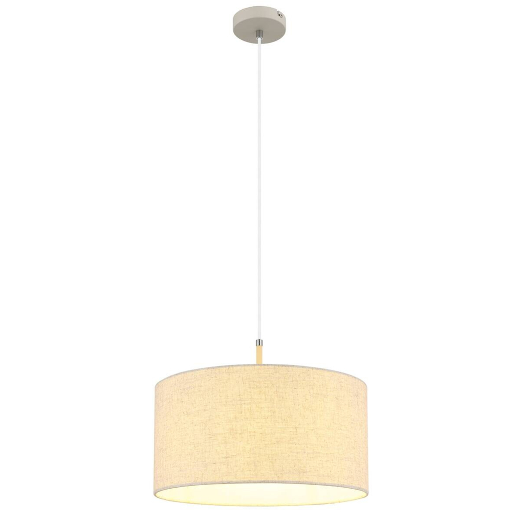 Pendelleuchte
sand Metall Textil H/D: ca. 120×40 cm E27 1 Brennstellen